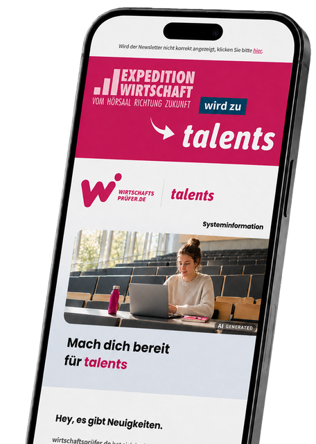 Smartphone mit dem talents-Newsletter